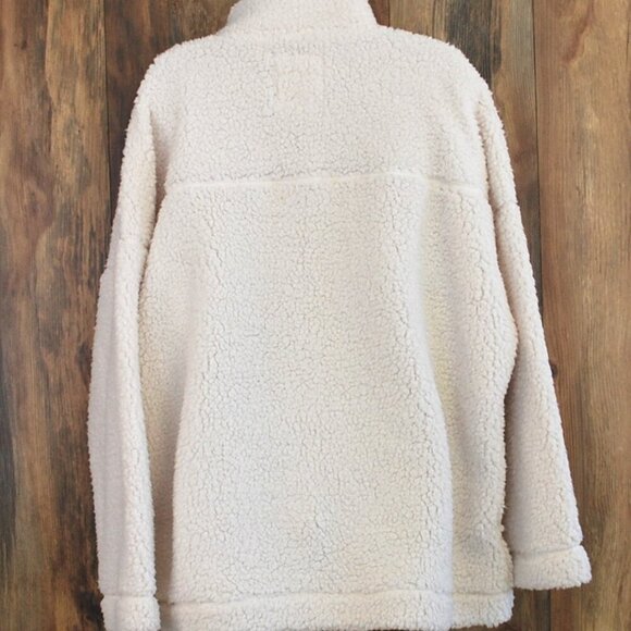 Aerie Oversized Sherpa NWT White Cream Soft  1/4 Button Pullover L - Picture 5 of 6